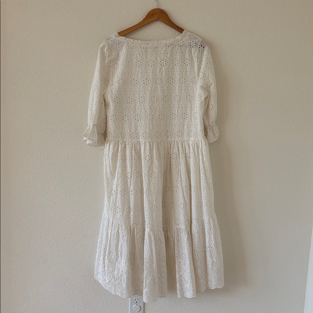Sundance White Eyelet Dress Size Medium - Picture 5 of 10